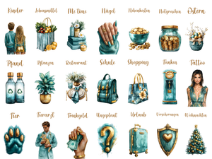 Bedruckte Zippertaschen Design Gold & Green