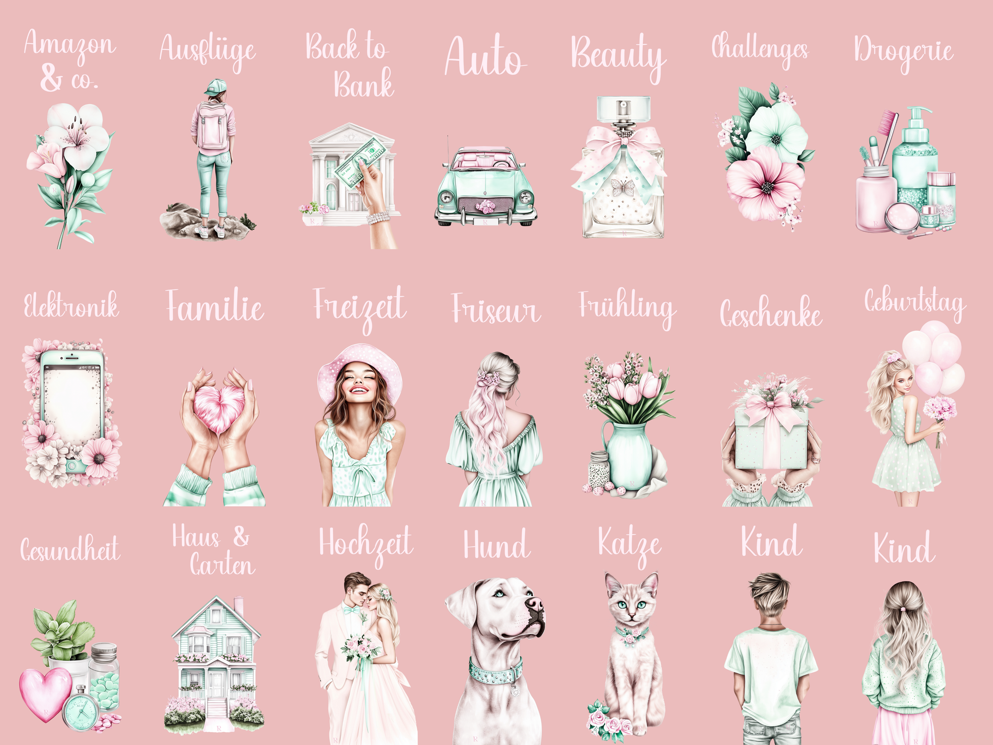 Bedruckte Zippertaschen Design Pastell