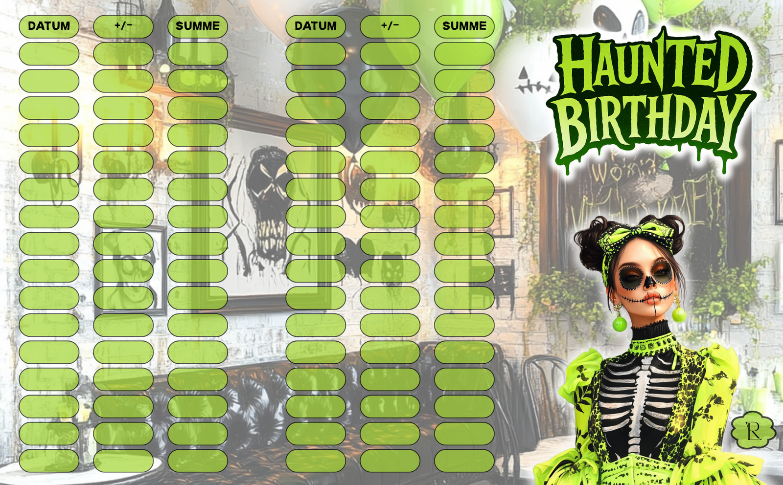 Haunted Birthday - 3er Klappkarte - selbstgedruckt