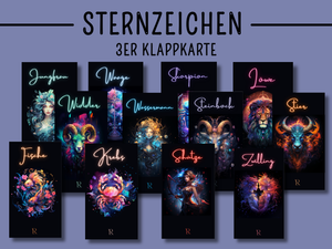 Sternzeichen - 3er Klappkarte - Rubbelchallenge