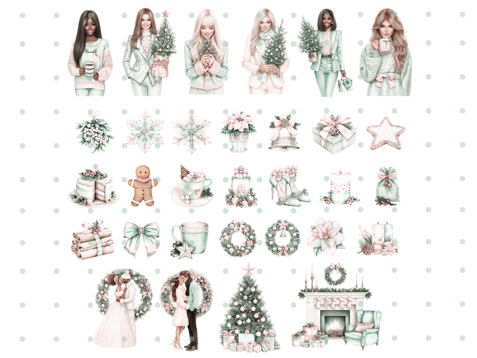 Merry Christmas Pastell - Clipart Bundle - Lillysreich