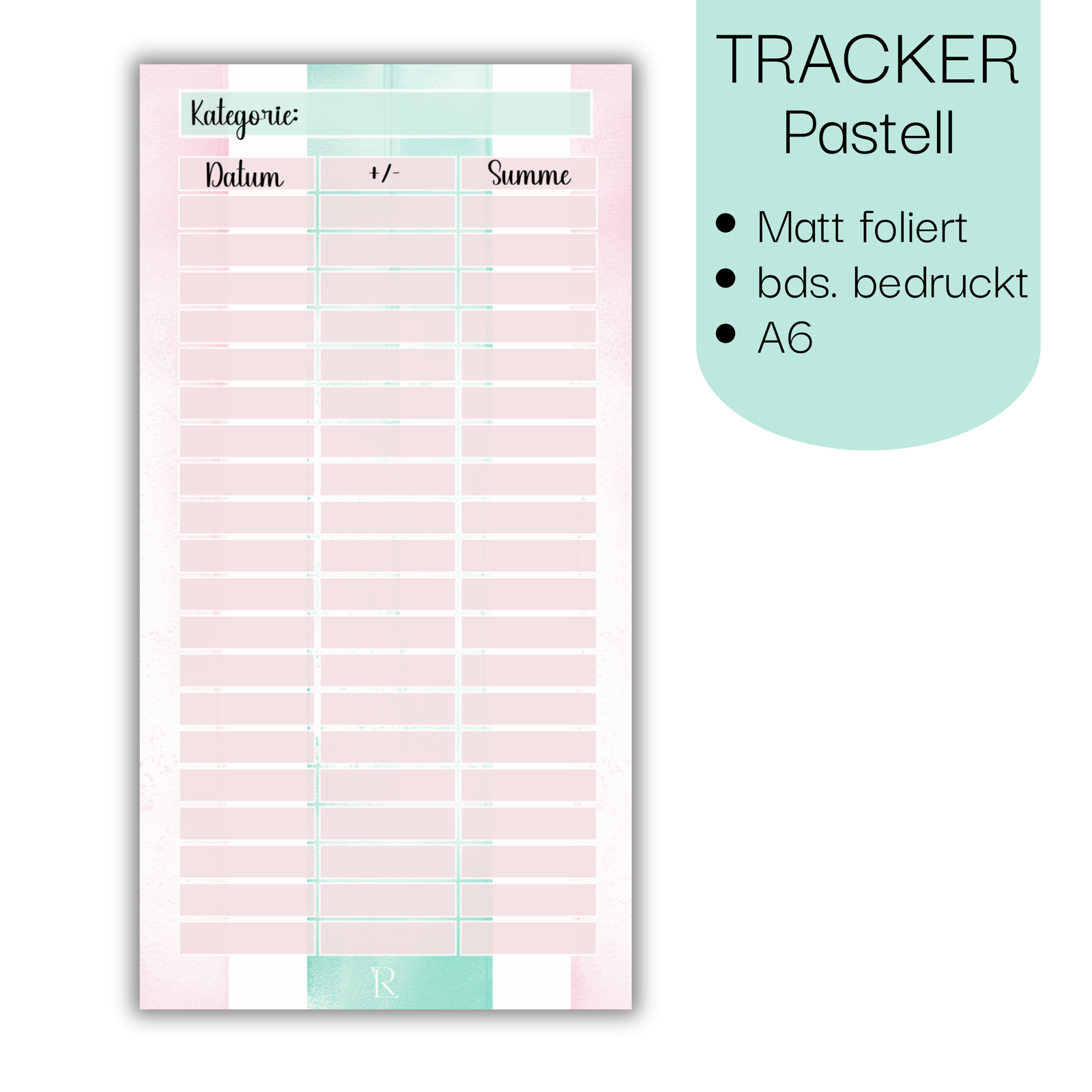 Tracker Pastell - Matt foliert - beideitig bedruckt A6
