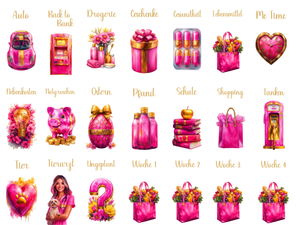 Bedruckte Zippertaschen Design Pink & Gold