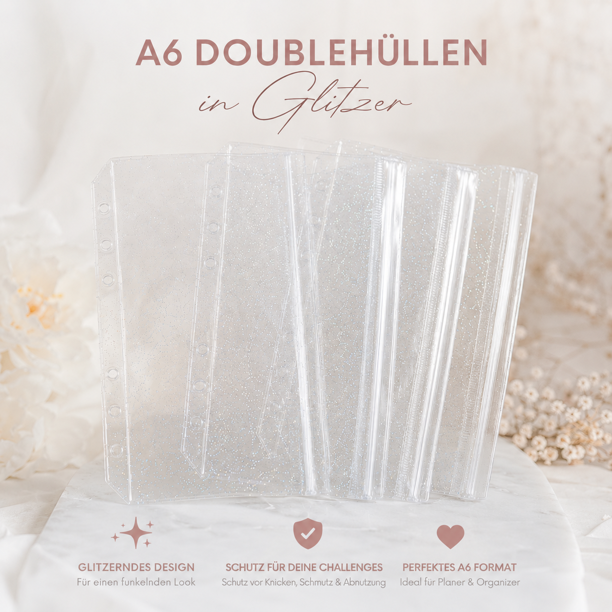 Double Hülle Glitzer A6