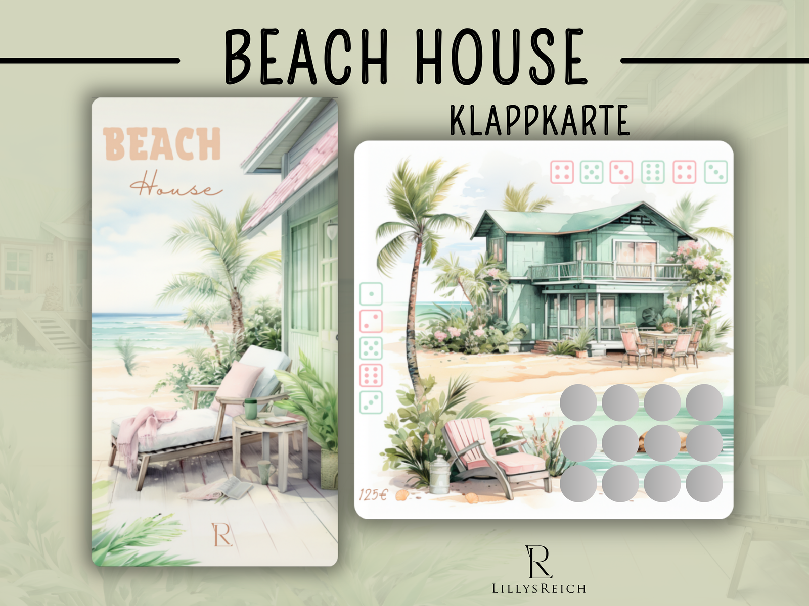 Beach House - 2er Klappkarte - Rubbelchallenge
