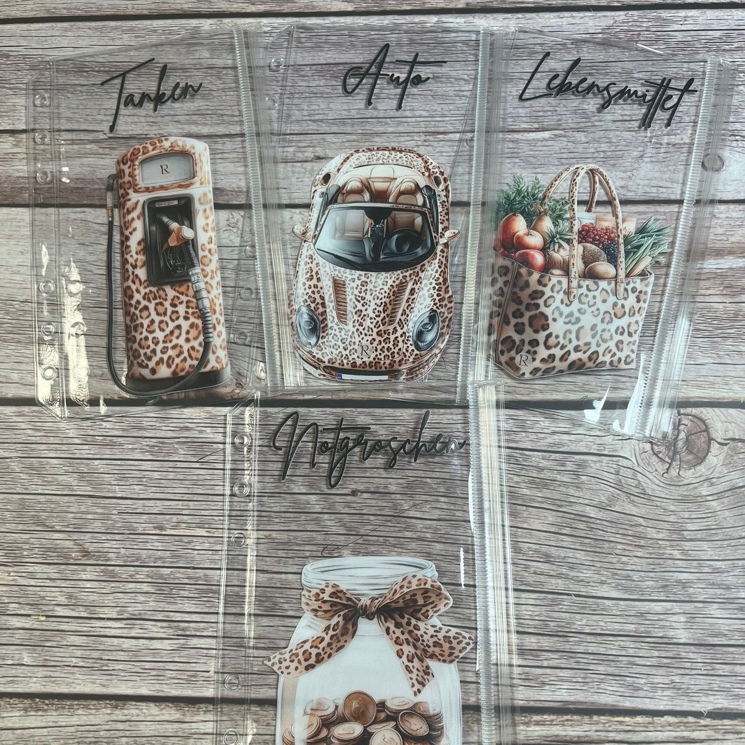 Bedruckte Zippertaschen Design Braun Leo