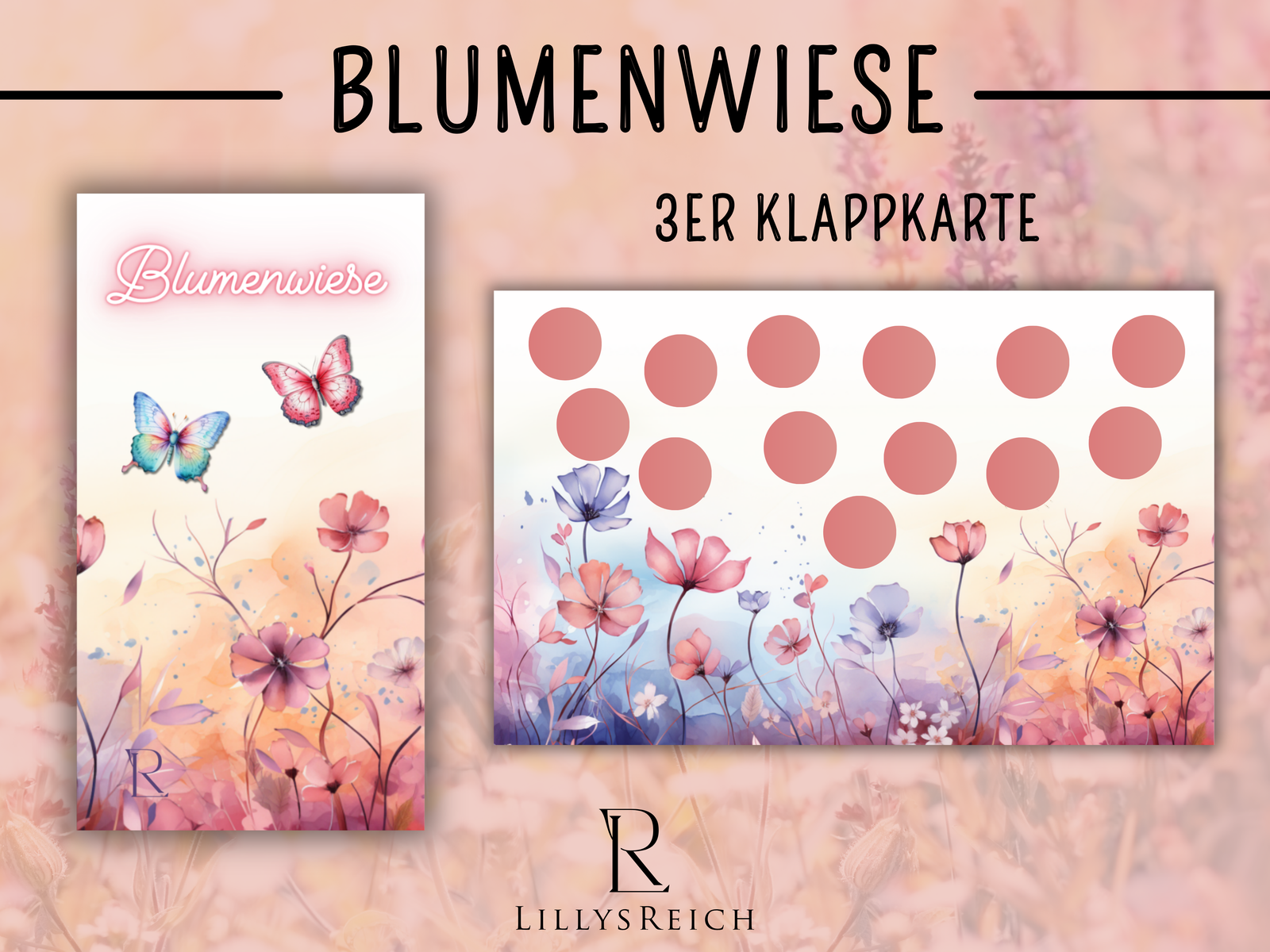 Blumenwiese - 3er Klappkarte - Rubbelchallenge