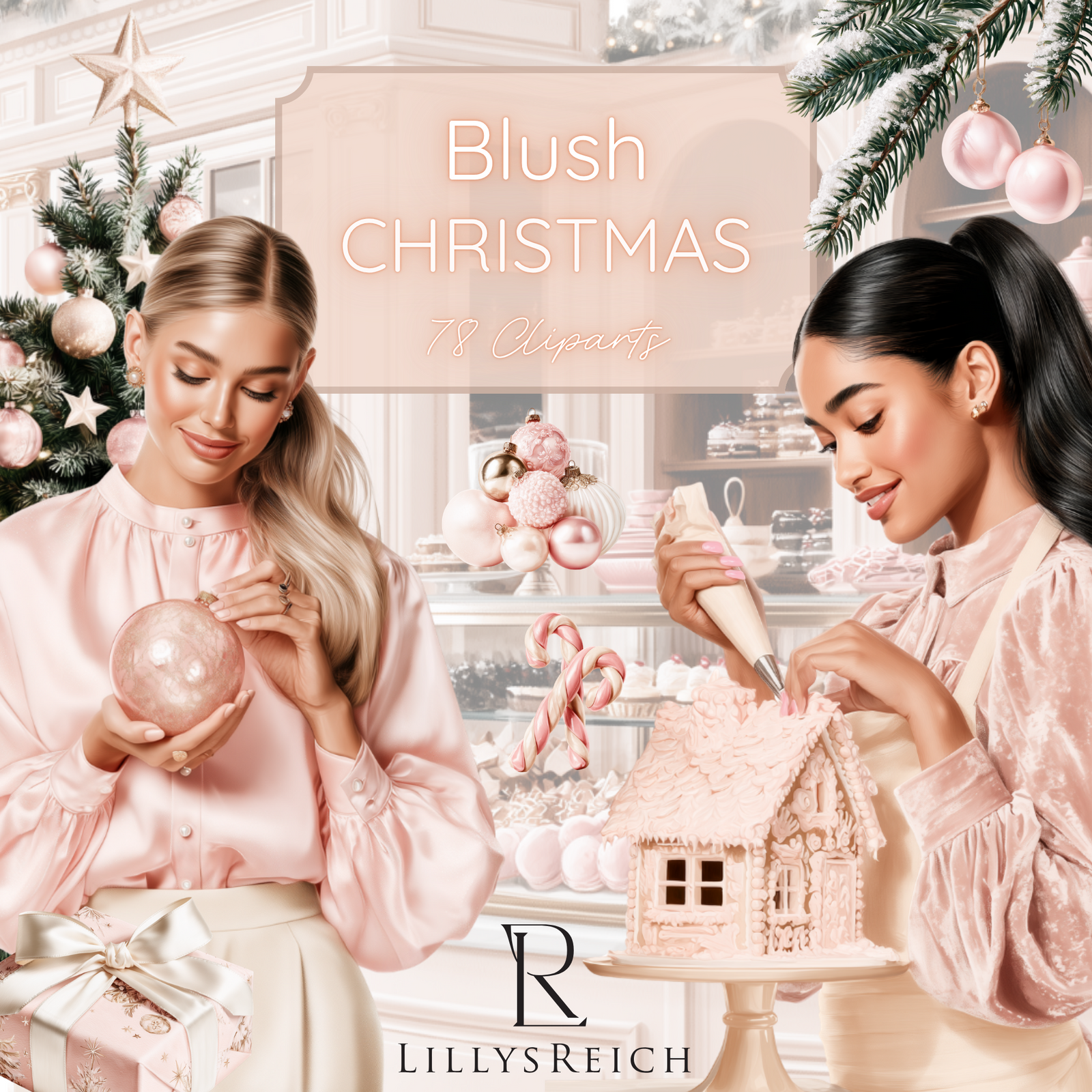 Blush Christmas – 78 Cliparts