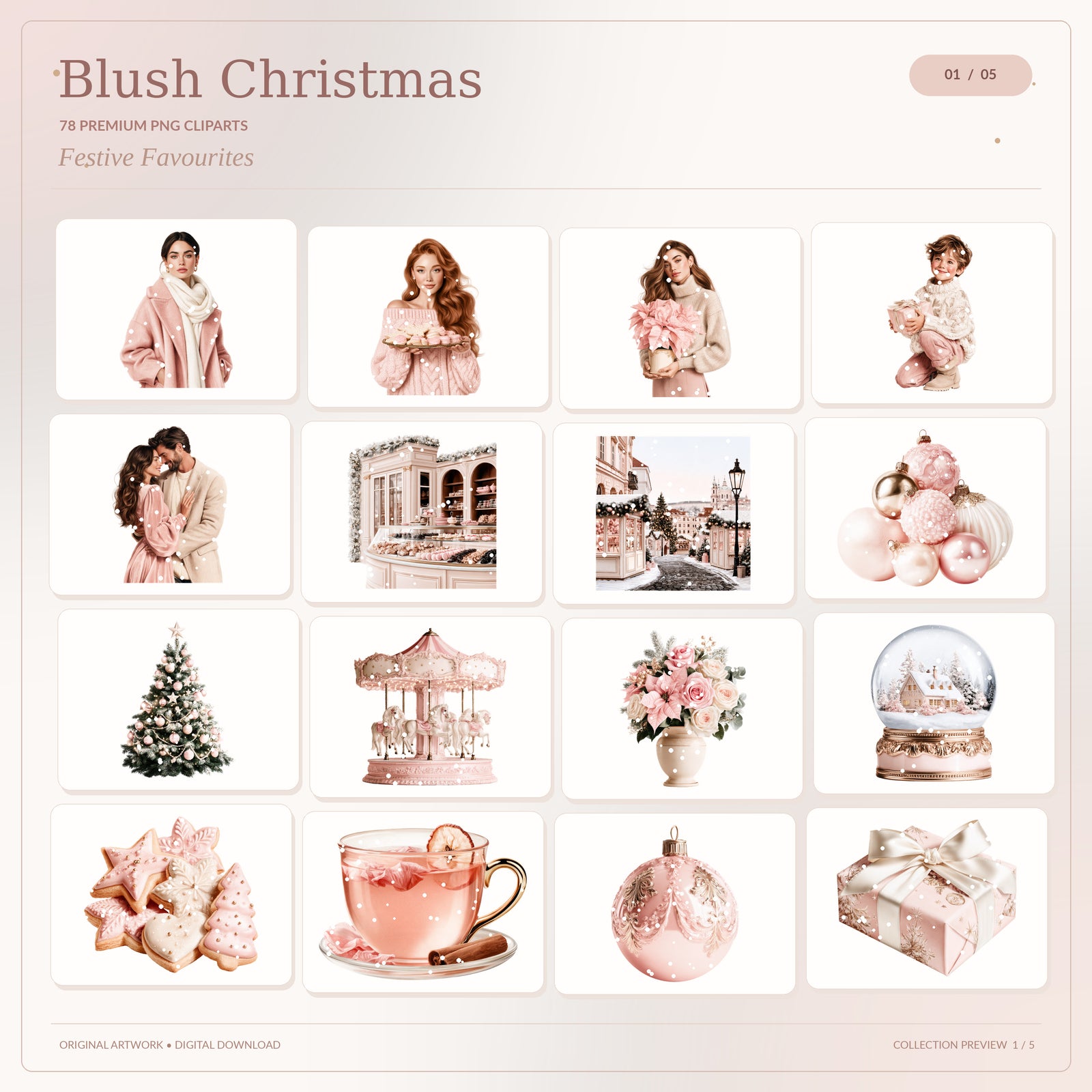 Blush Christmas – 78 Cliparts