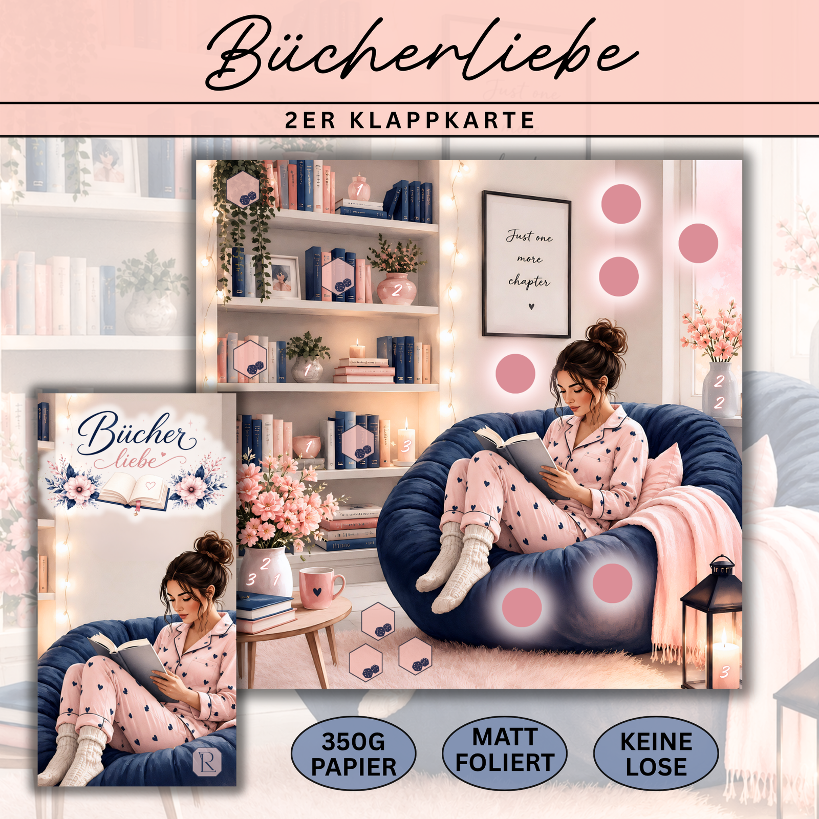 Bücherliebe - 2er Klappkarte