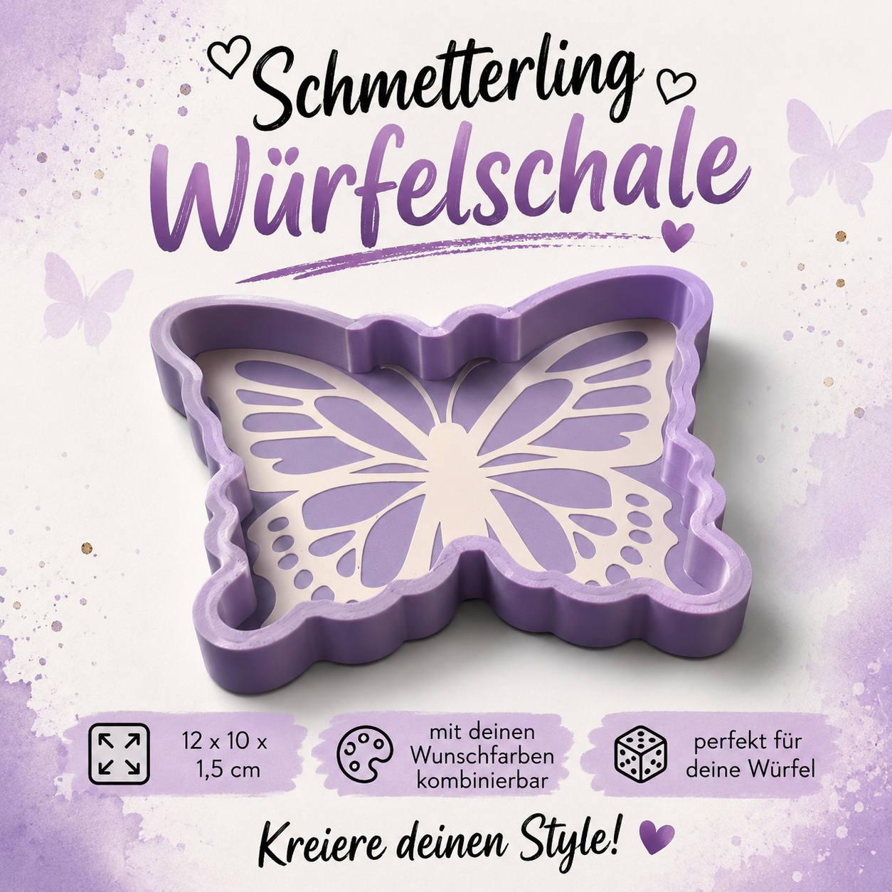 Schmetterlings-Würfelschale
