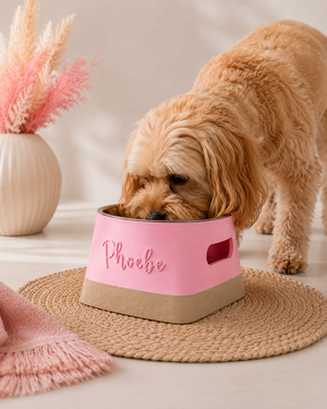 Personalisierter Hunde und Katzennapf mit Edelstahlnapf