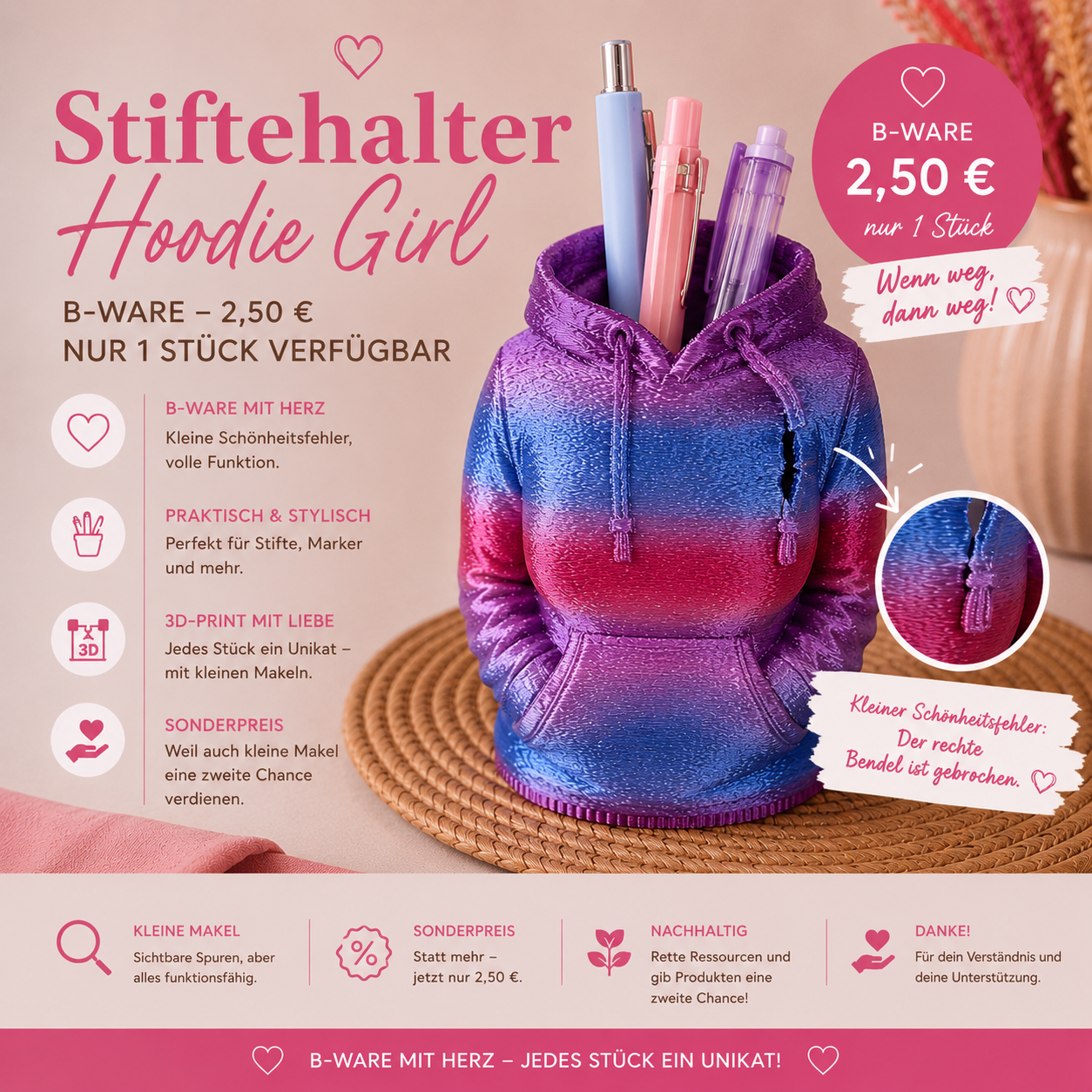 Stiftehalter Hoodie Girl – B Ware