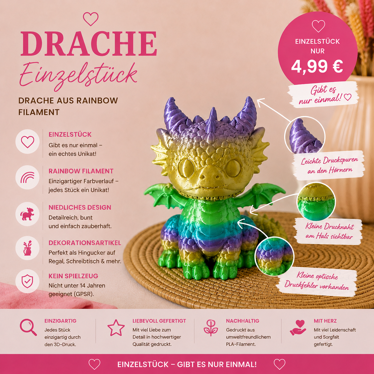 Drachenfigur Rainbow – Einzelstück