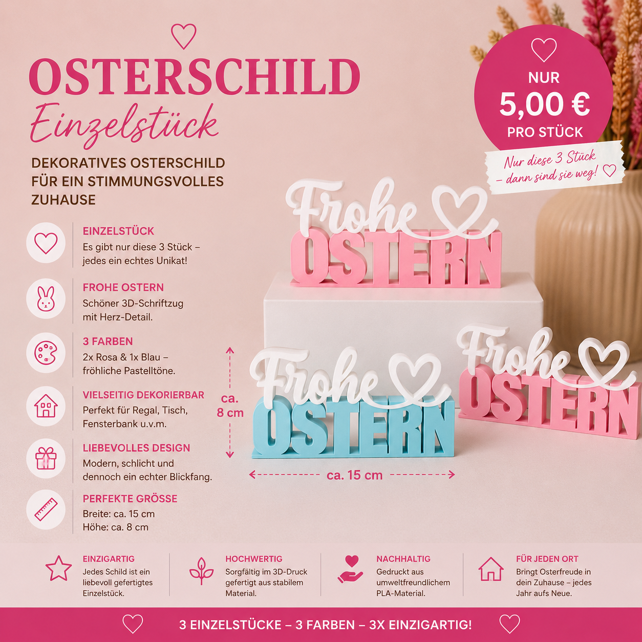 Osterschild „Frohe Ostern“ – Einzelstück