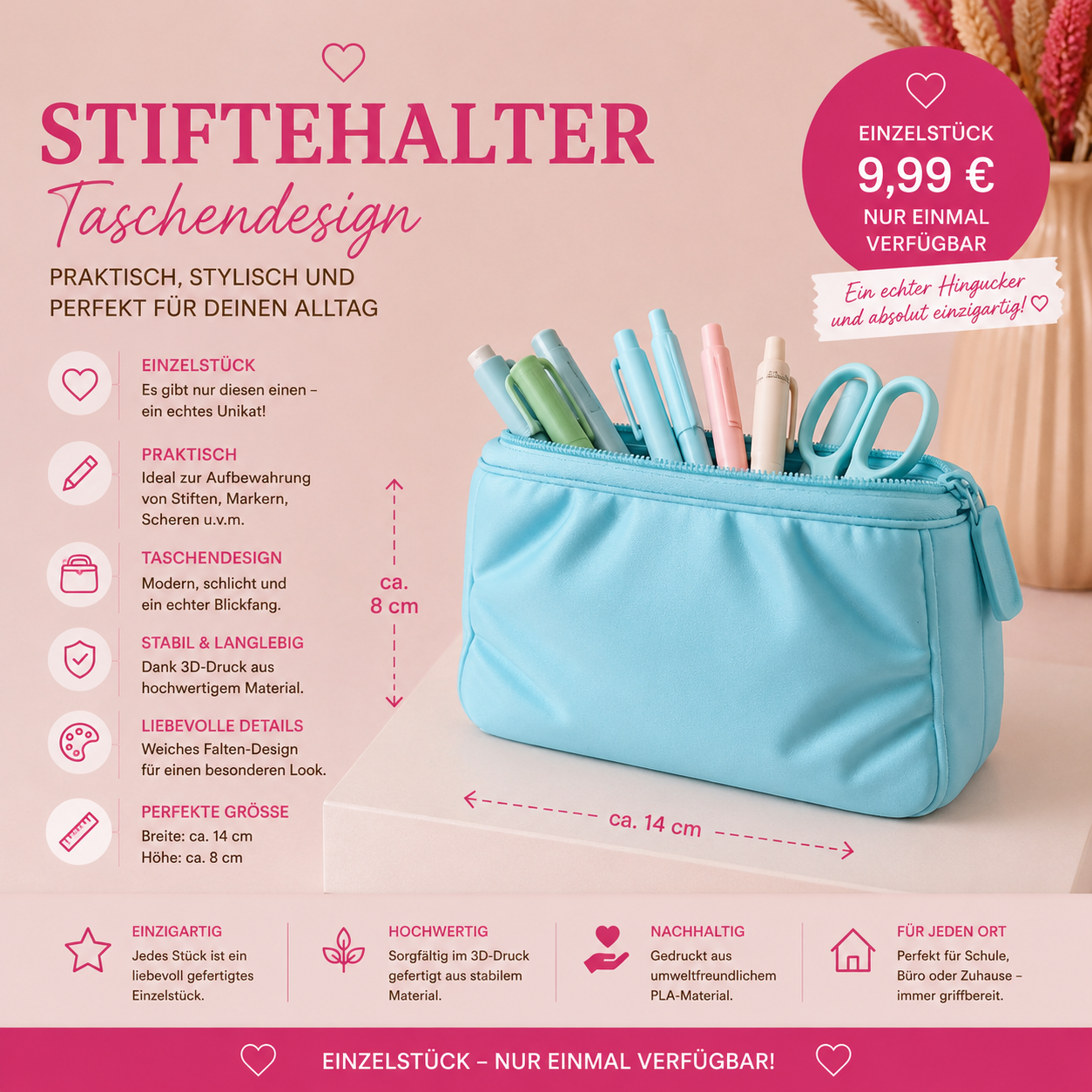 Stiftehalter im Taschendesign – Einzelstück