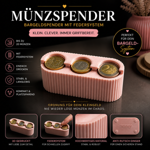Münzspender 3D gedruckt – Bargeldspender mit Federsystem für 50 Cent, 1€ & 2€