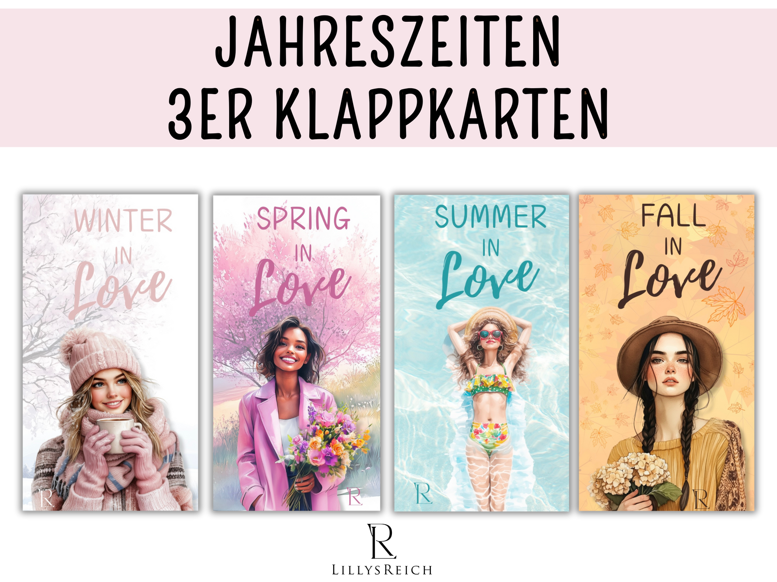 Jahreszeiten - 3er Klappkarte - Rubbelchallenge