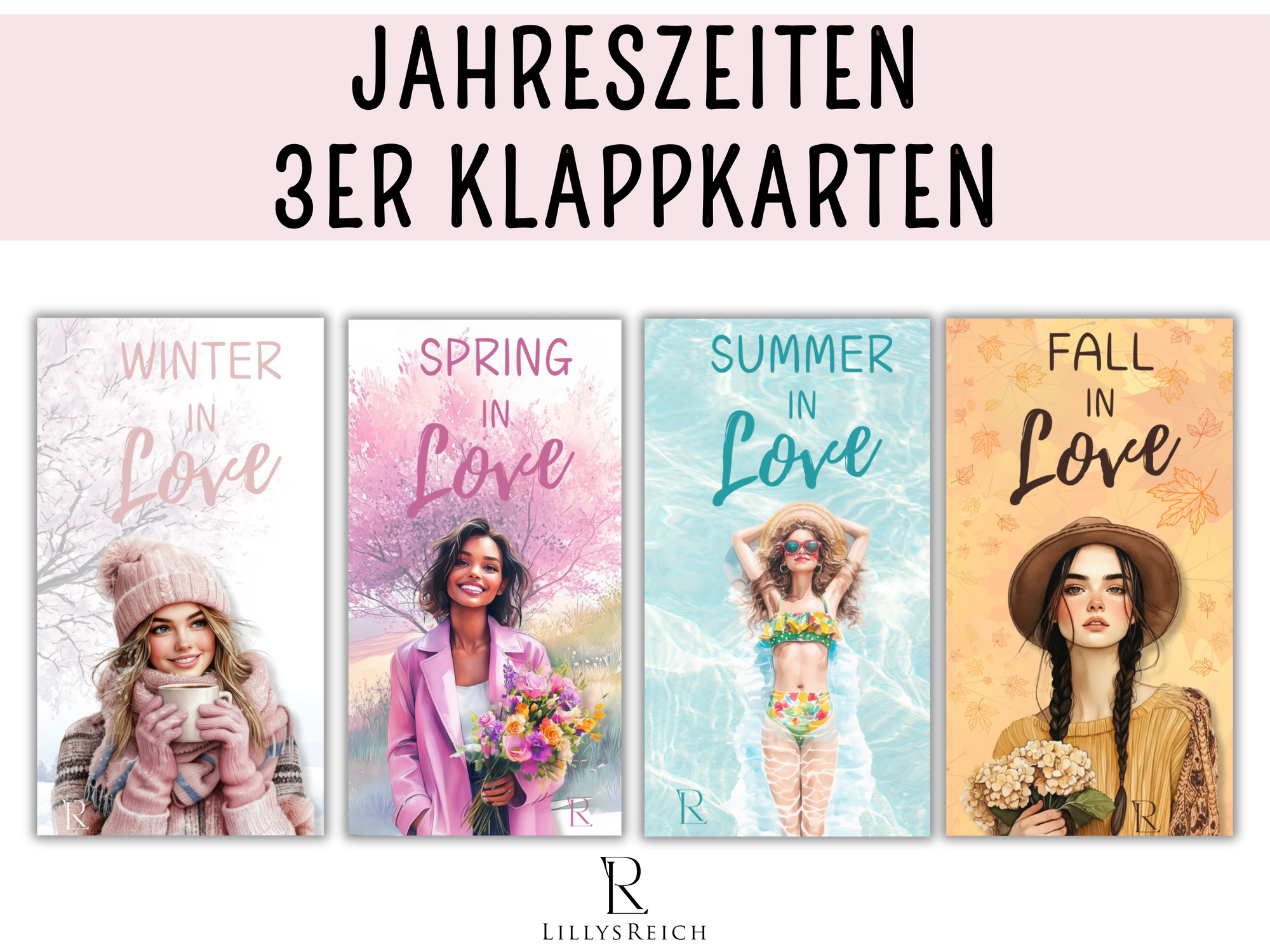 Jahreszeiten - 3er Klappkarte - Rubbelchallenge