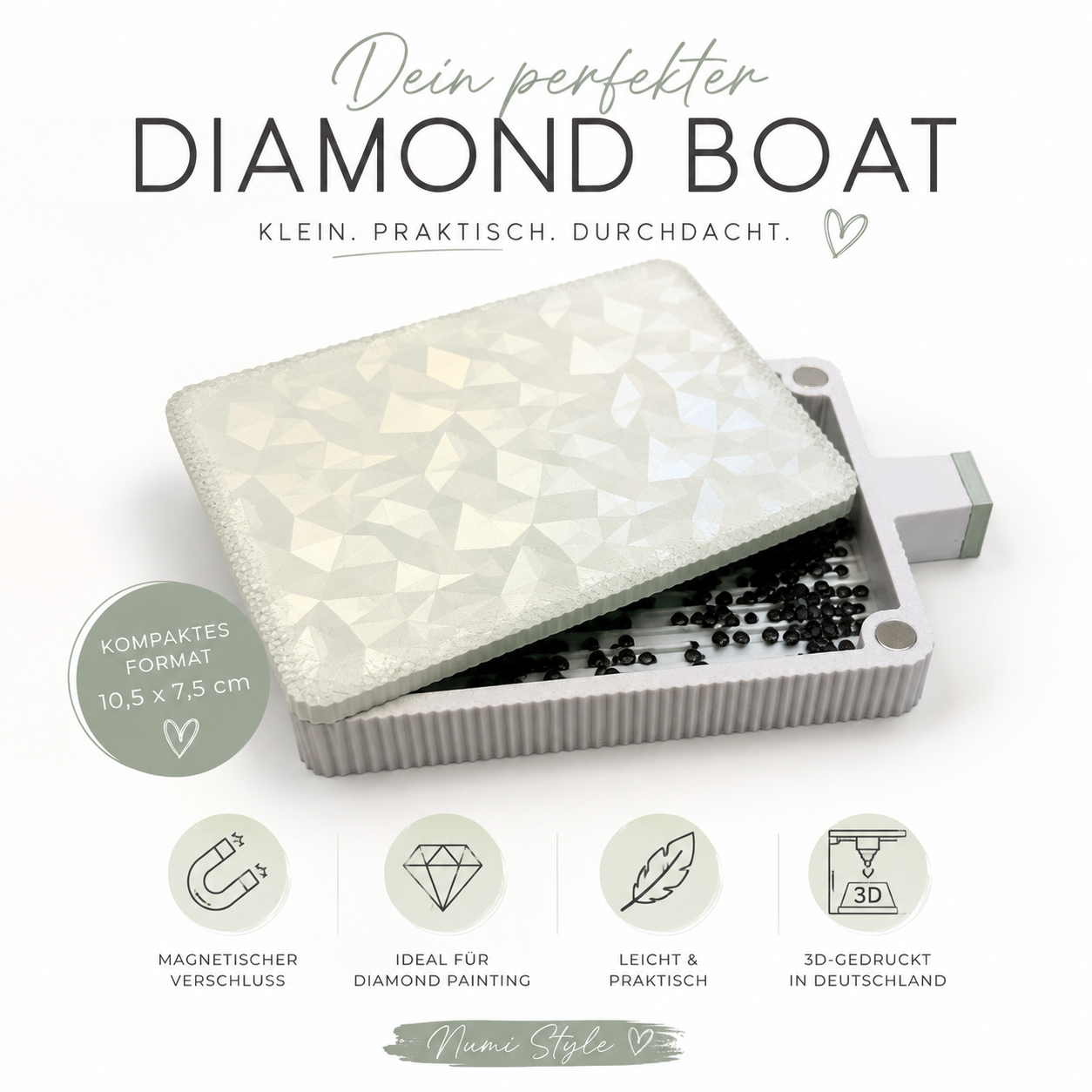 Diamond Painting Schiffchen mit Magnetdeckel | PLA | Magnetisches Tray