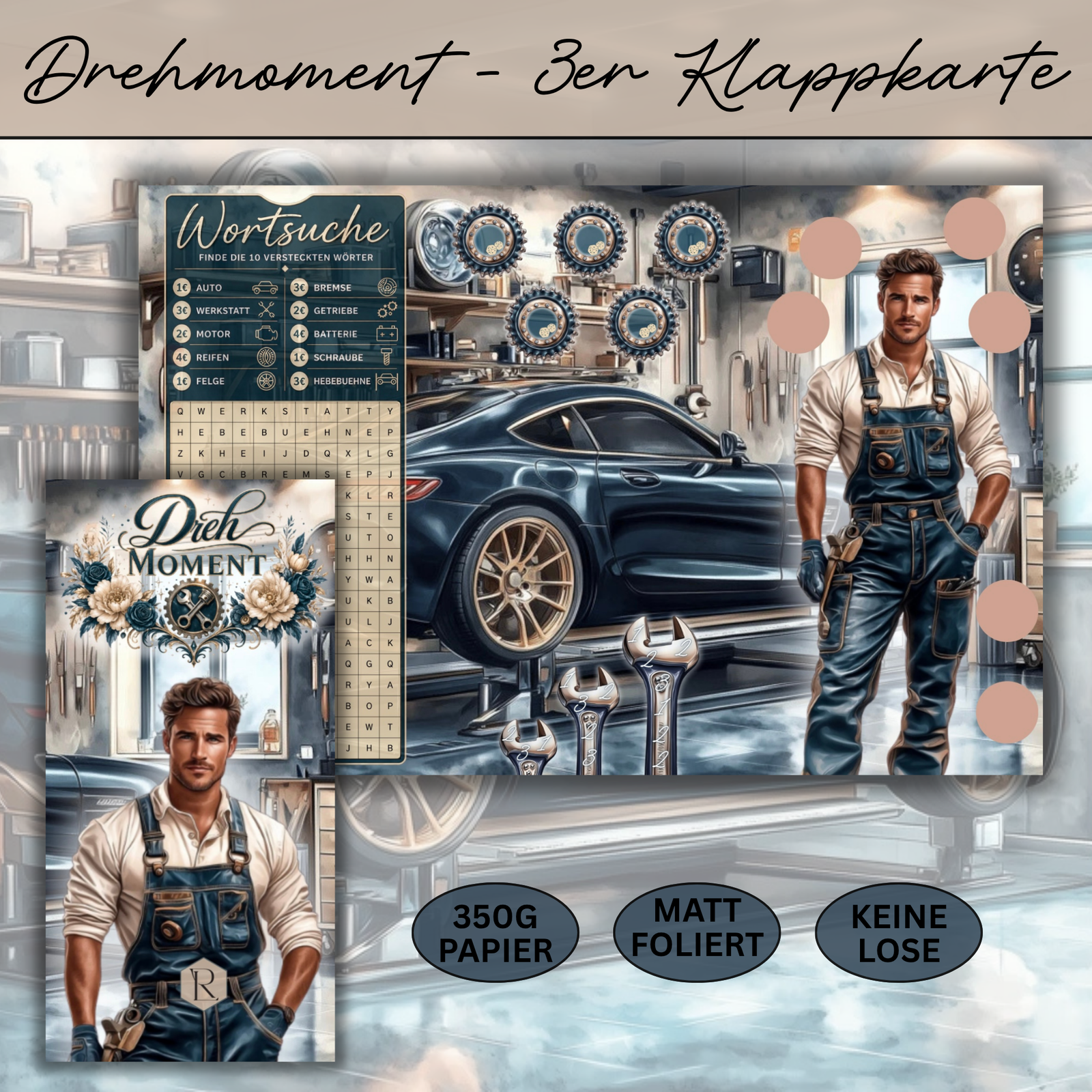 Drehmoment - 3er Klappkarte