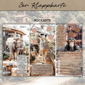 Ein Tag im Zoo - Einheft + 3er Klappkarte