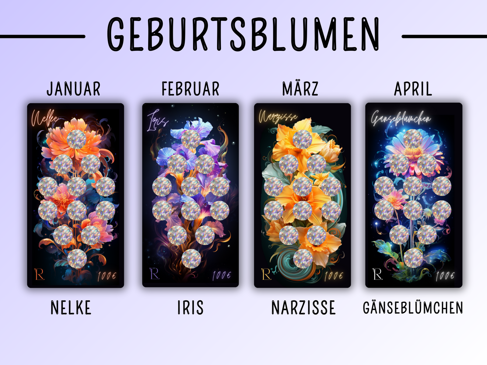 Geburtstblumen - Rubbelchallenge