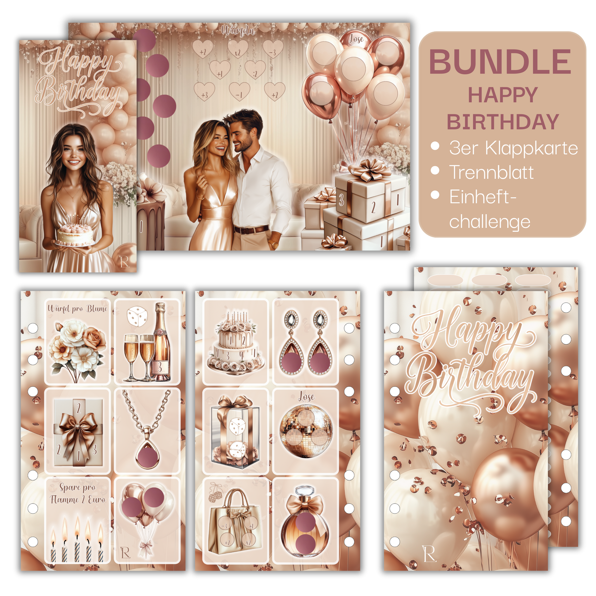 Happy Birthday Bundle - 3er Klappkarte - Trennblatt - Einheftchallenge