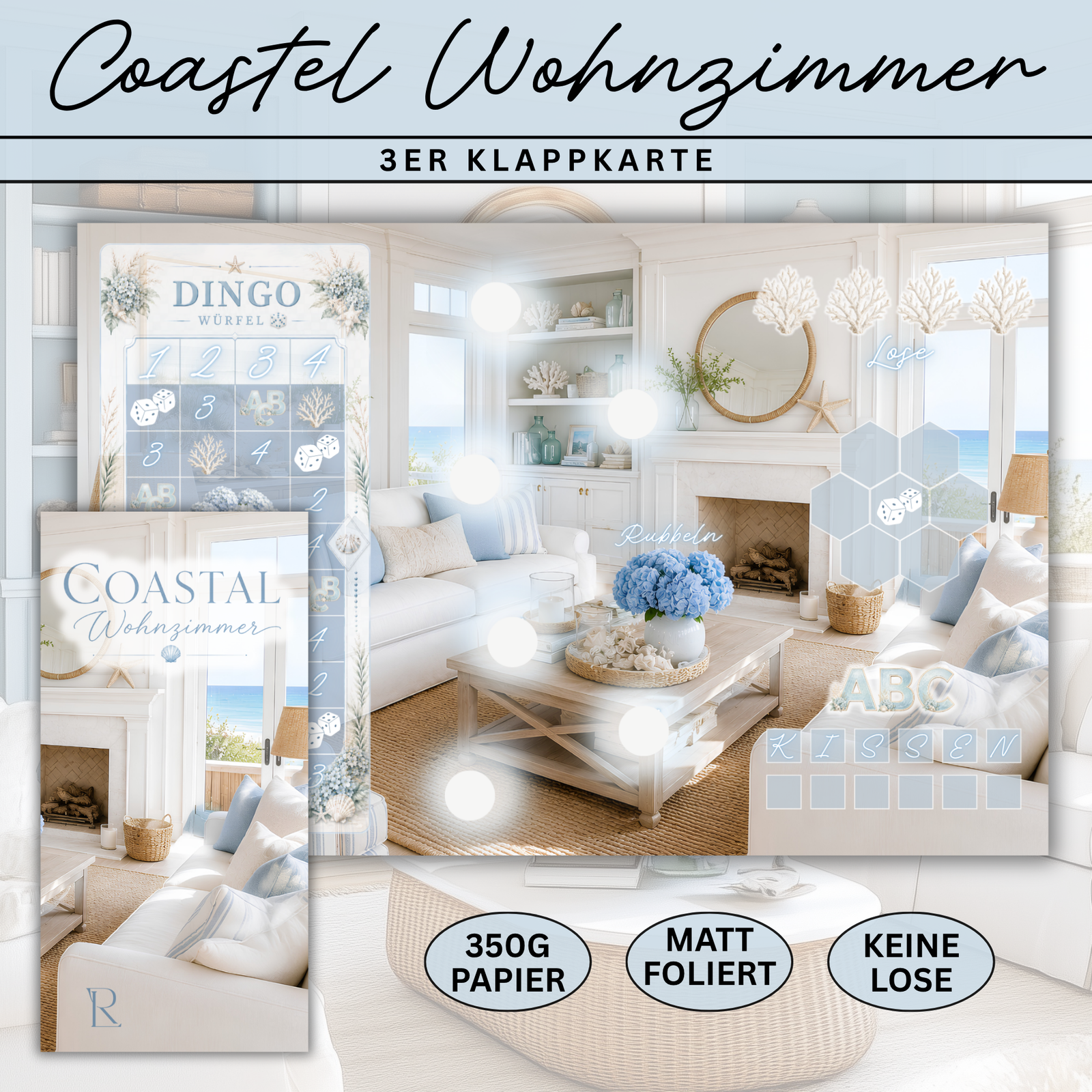 Coastel Wohnzimmer - 3er Klappkarte