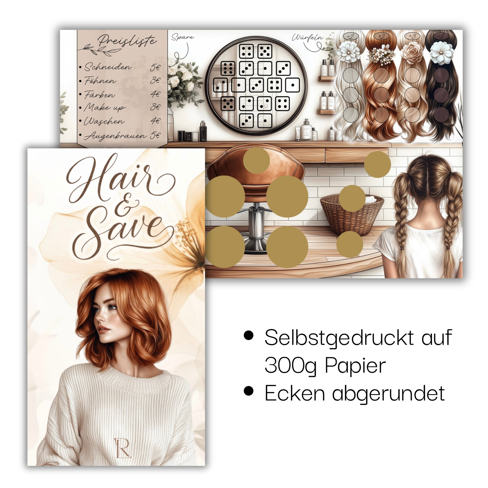 Hair & Save - 3er Klappkarte - selbstgedruckt