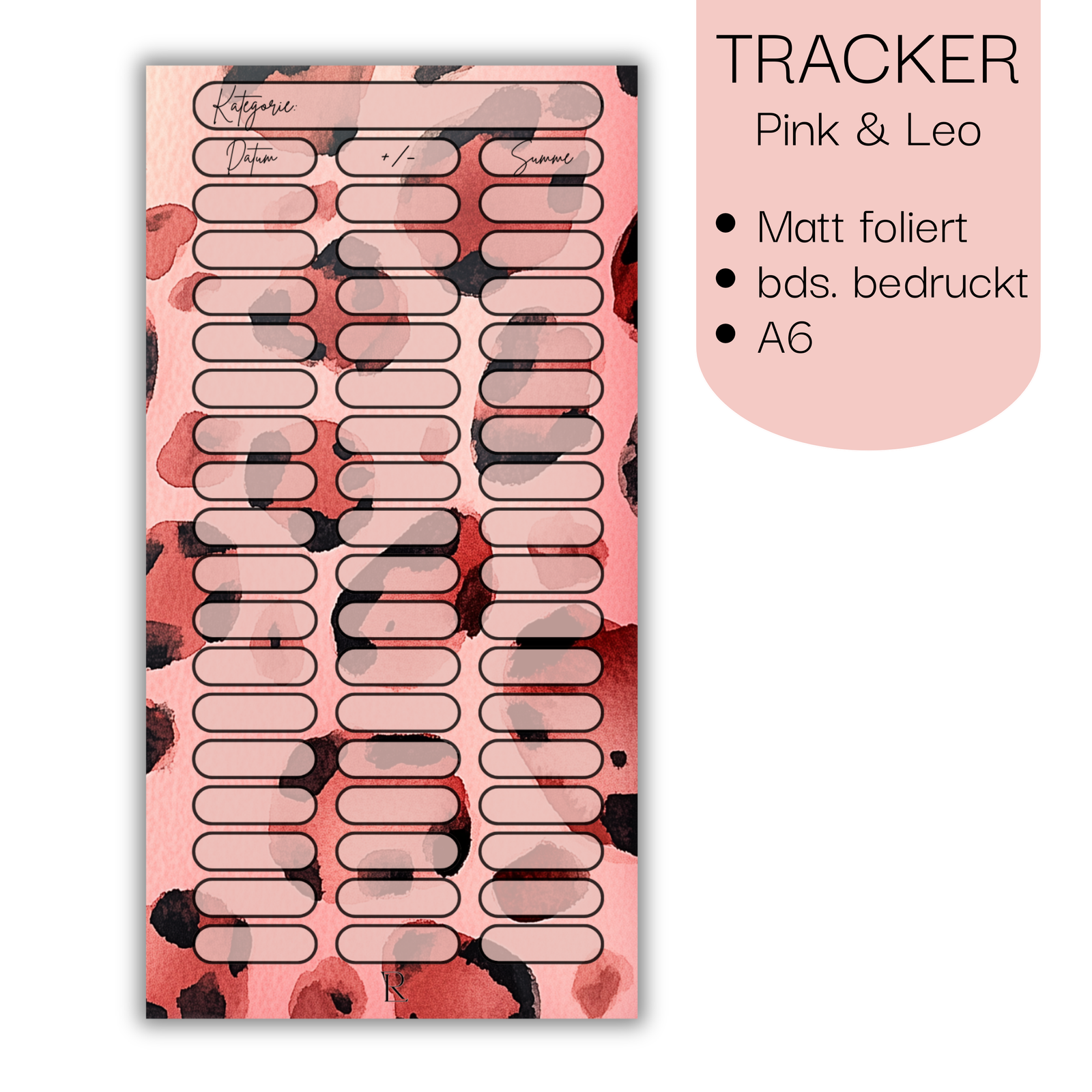 Tracker Pink & Leo - Matt foliert - beideitig bedruckt A6