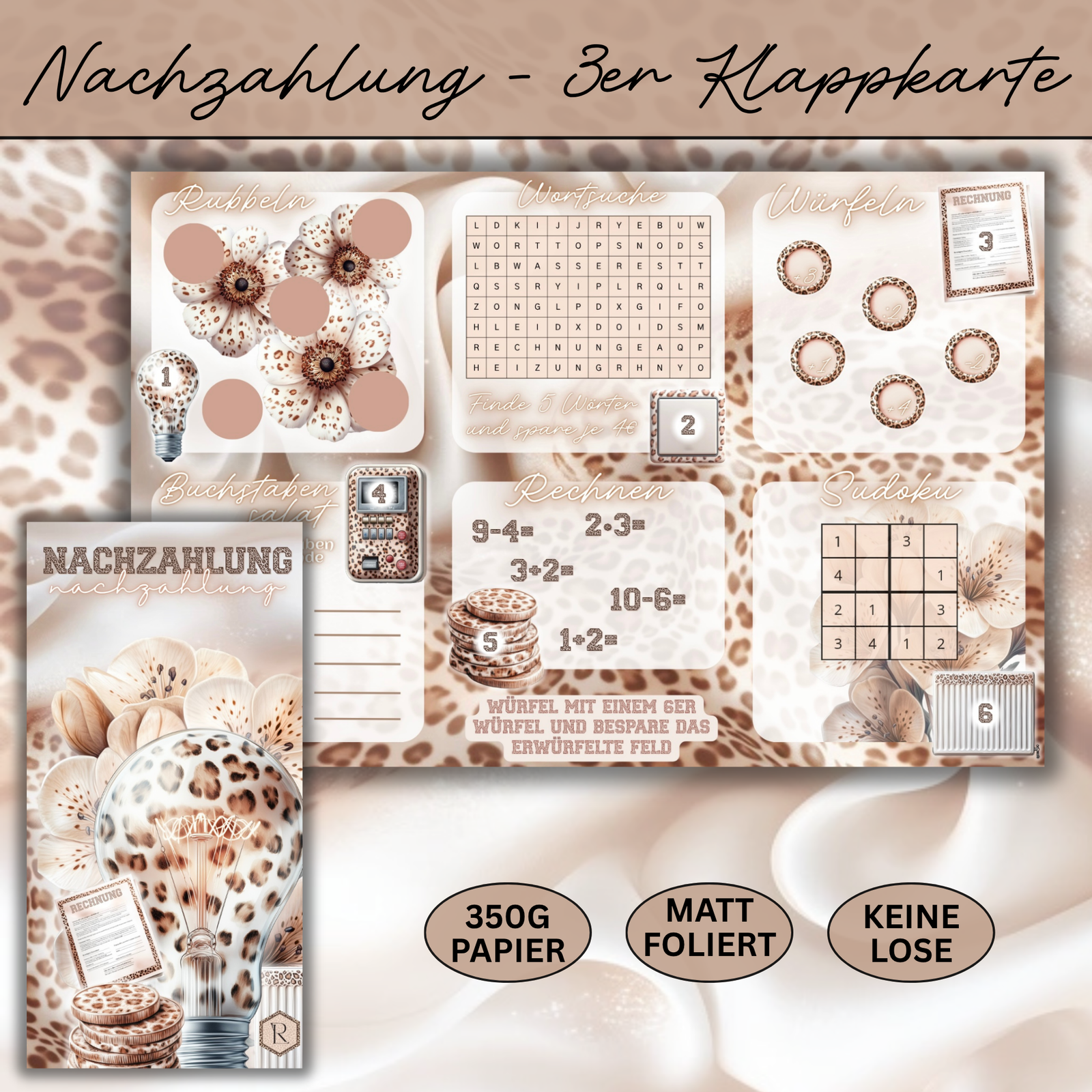 Nachzahlung - 3er Klappkarte