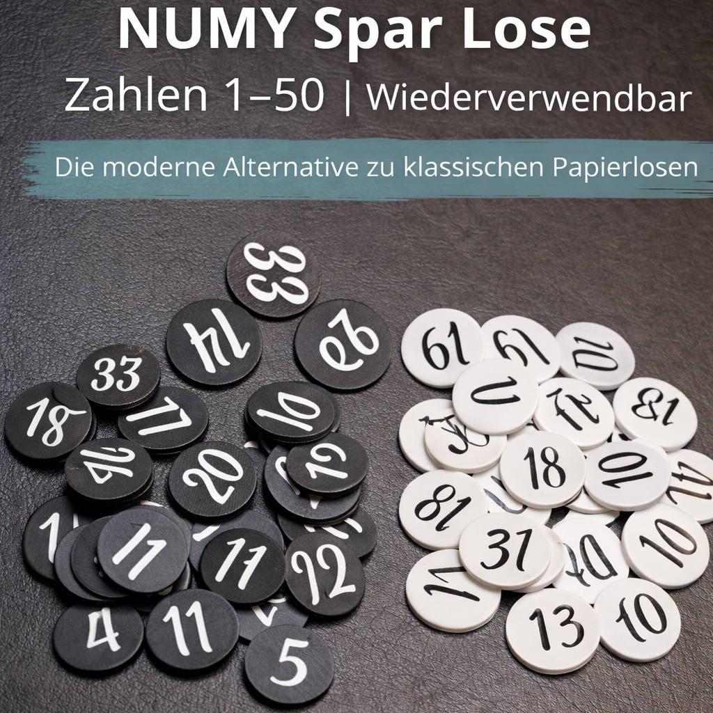 Lose 1–50 | 25 Stück | Wiederverwendbare 3D Druck Lose für Budgeting & Cash Stuffing