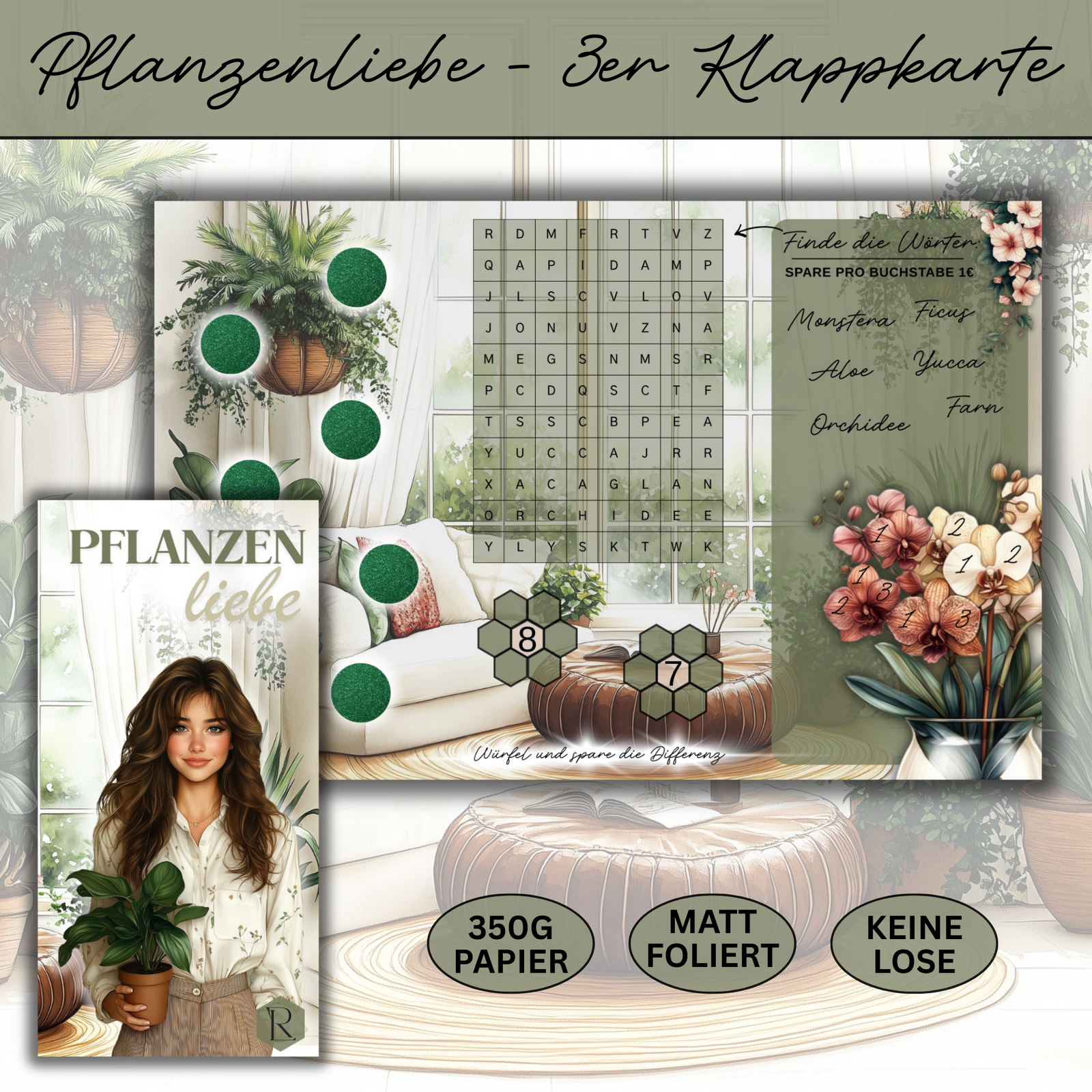 Pflanzenliebe - 3er Klappkarte
