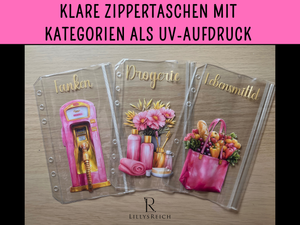 Bedruckte Zippertaschen Design Pink & Gold