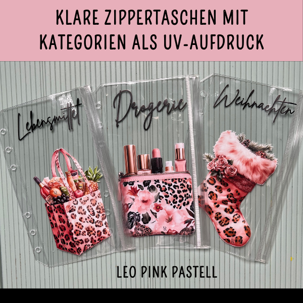 Bedruckte Zippertaschen Design Leo Pink