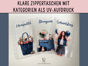 Bedruckte Zippertaschen Design Blue & Pink