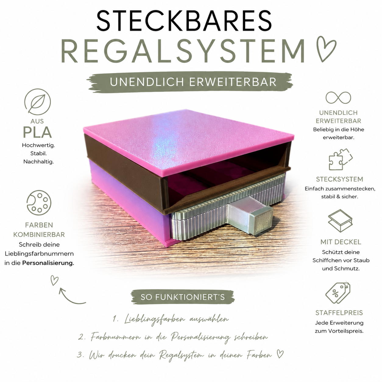 Steckbares Regalsystem für Diamond Painting Schiffchen | Erweiterbar