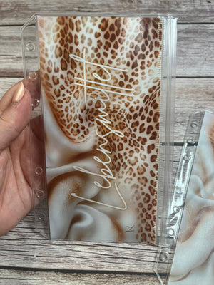 Bedruckte Zippertaschen Vollflächig Braun Leo
