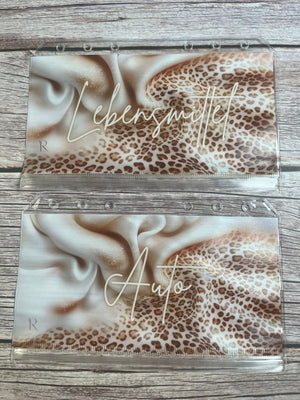 Bedruckte Zippertaschen Vollflächig Braun Leo