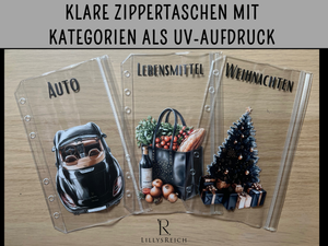 Bedruckte Zippertaschen Design Black