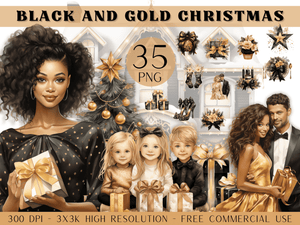 Black and Gold Christmas - Clipart Bundle - Lillysreich
