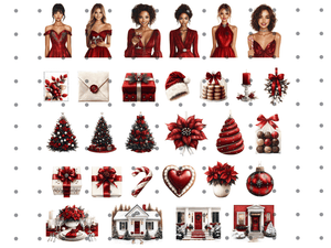 Christmas Elegant Red Dreams - Clipart Bundle - Lillysreich