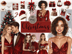 Christmas Elegant Red Dreams - Clipart Bundle - Lillysreich