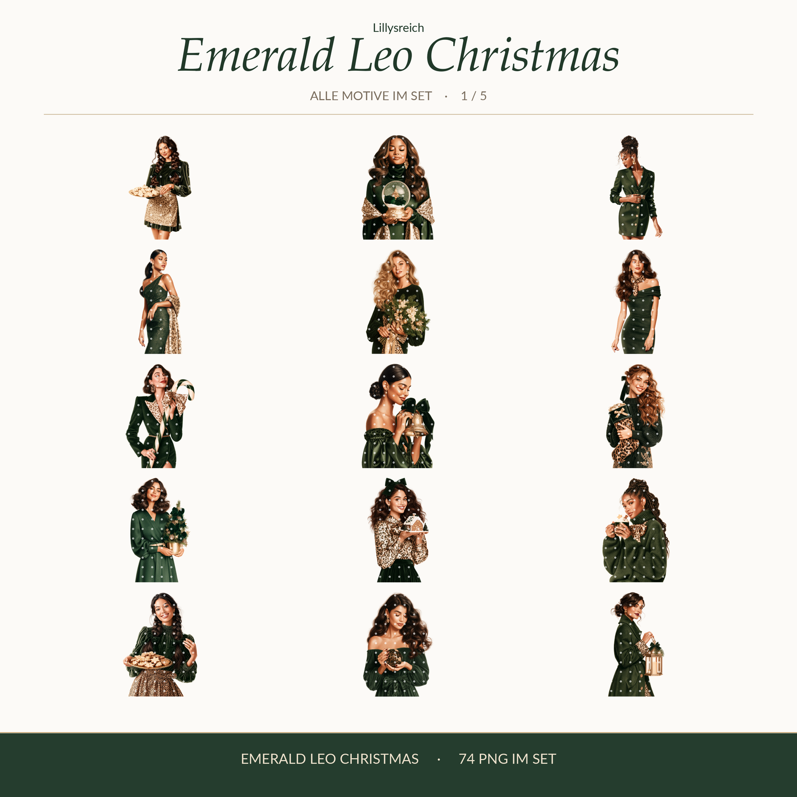 Emerald Leo Christmas – 74 festive PNG cliparts