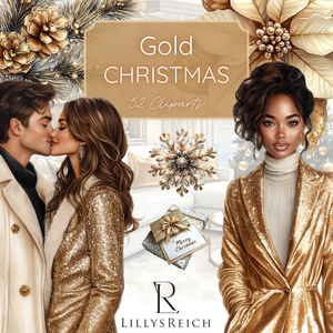 Gold Christmas – 52 Cliparts