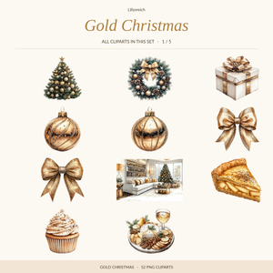 Gold Christmas – Clipart-Übersicht 1/5
