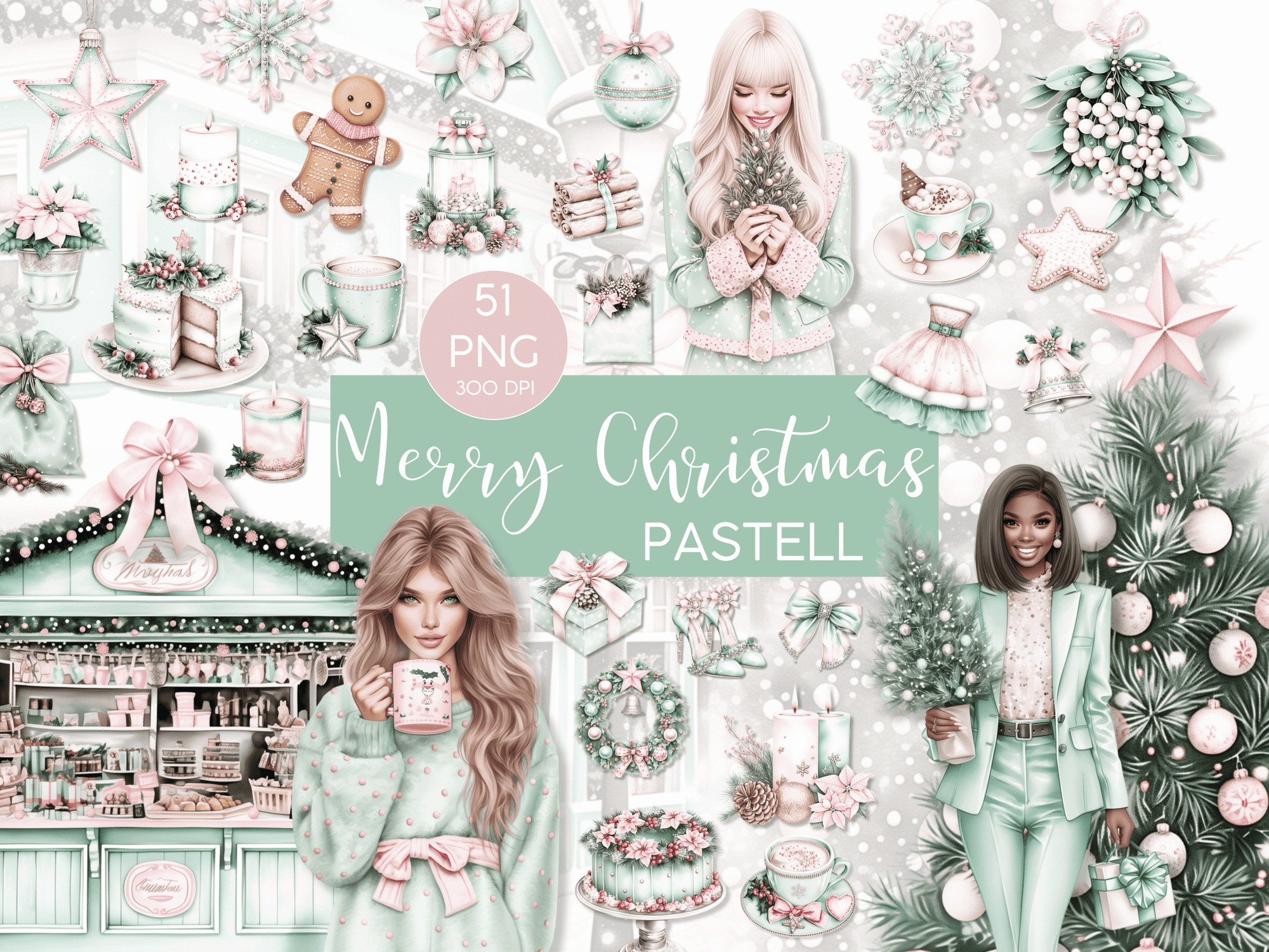 Merry Christmas Pastell - Clipart Bundle - Lillysreich