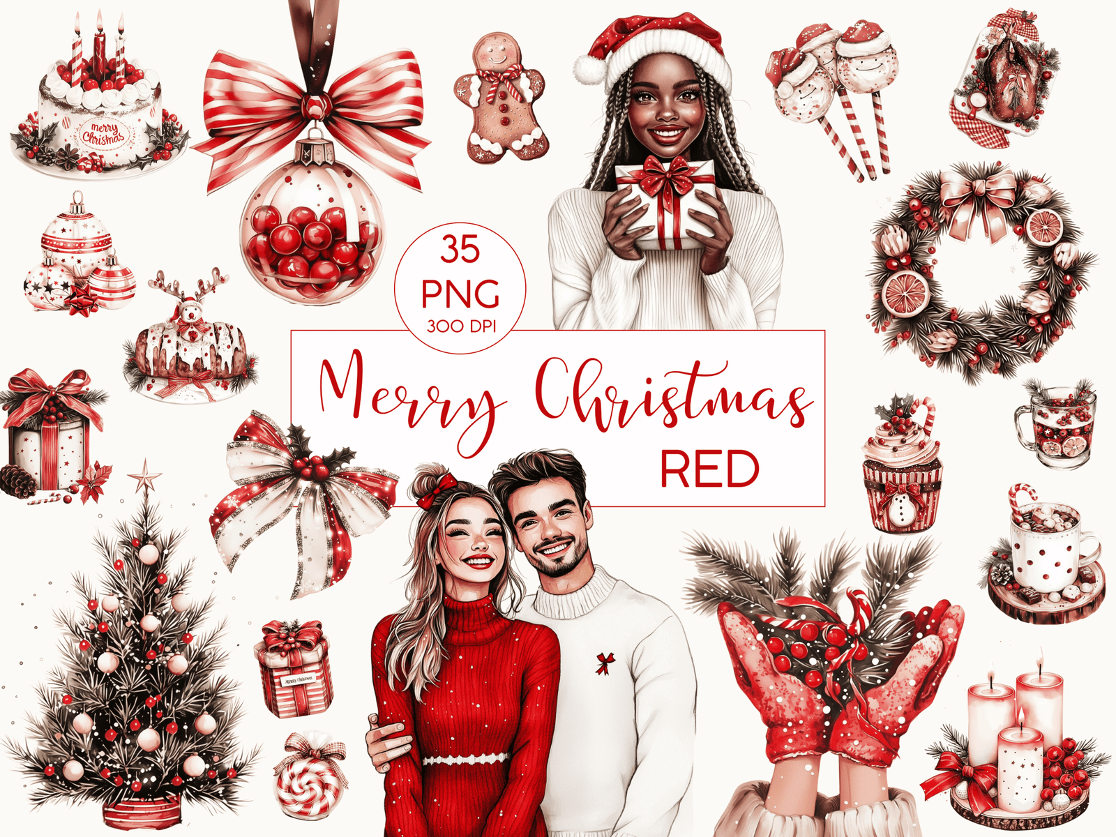 Merry Christmas Red - Clipart Bundle - Lillysreich