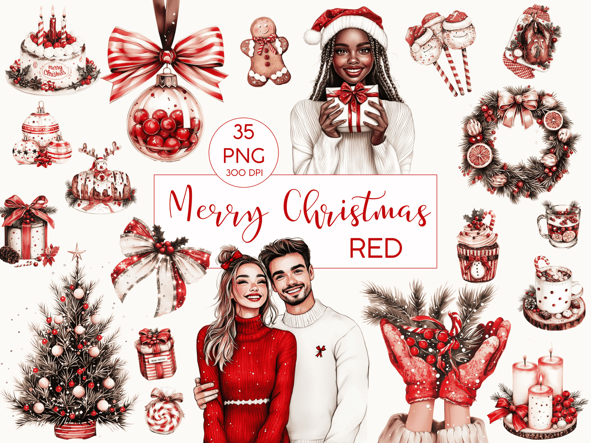 Merry Christmas Red - Clipart Bundle - Lillysreich